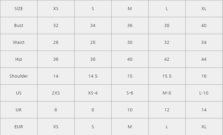 Size chart
