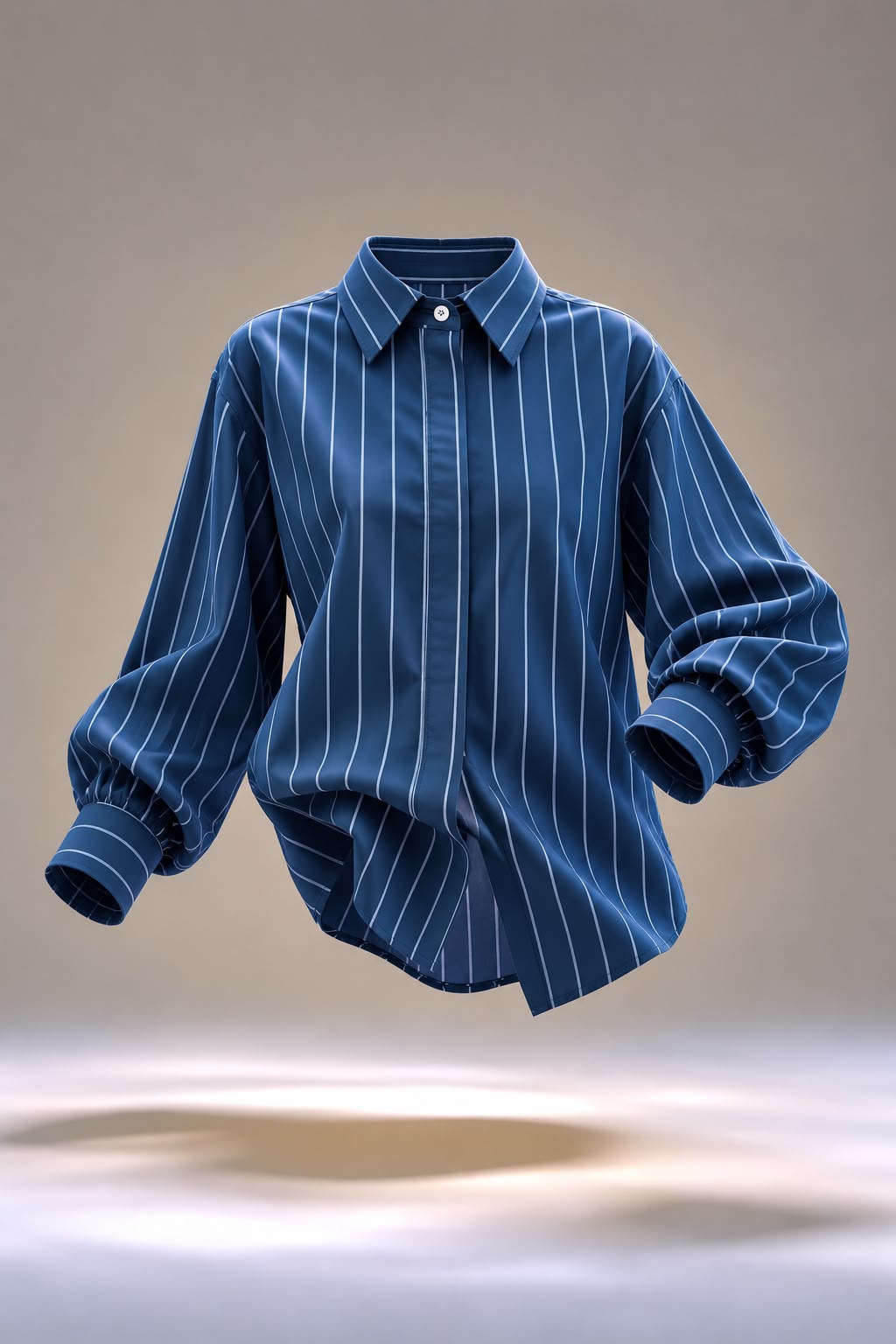 Navy Blue Striped Formal Shirt for Women