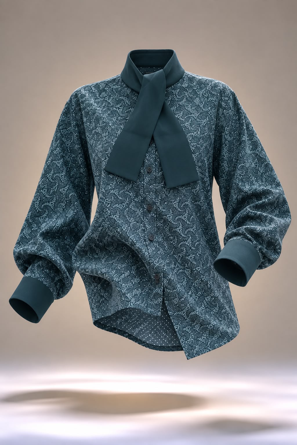 Dark Blue Printed Formal Shirt for Women