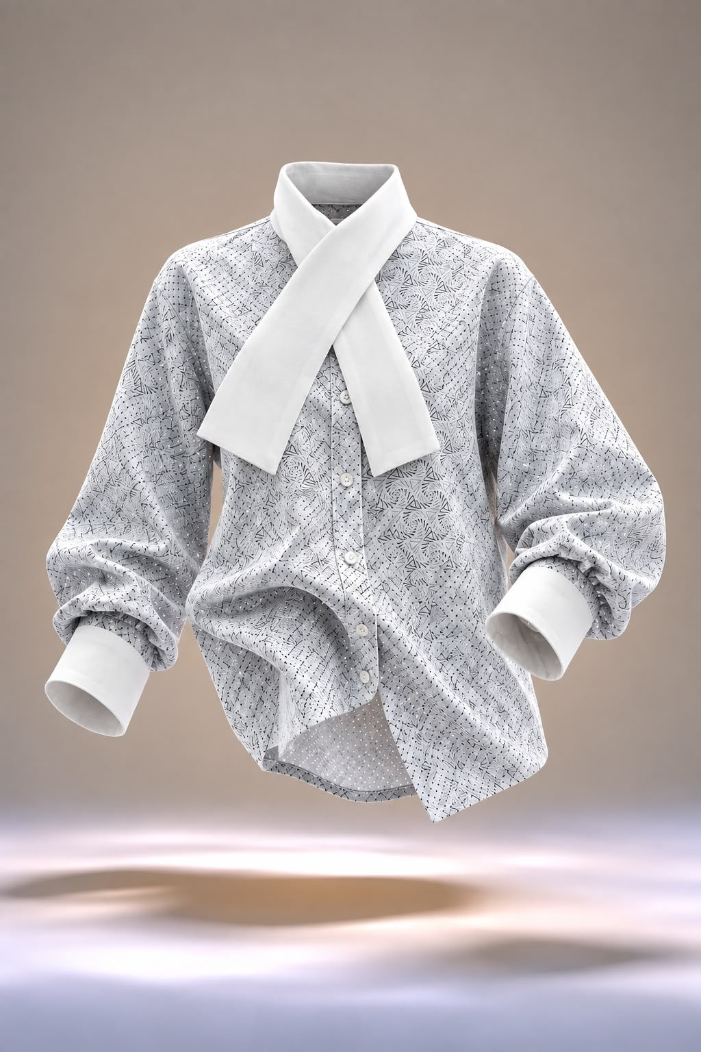 White Printed Formal Shirt for Women