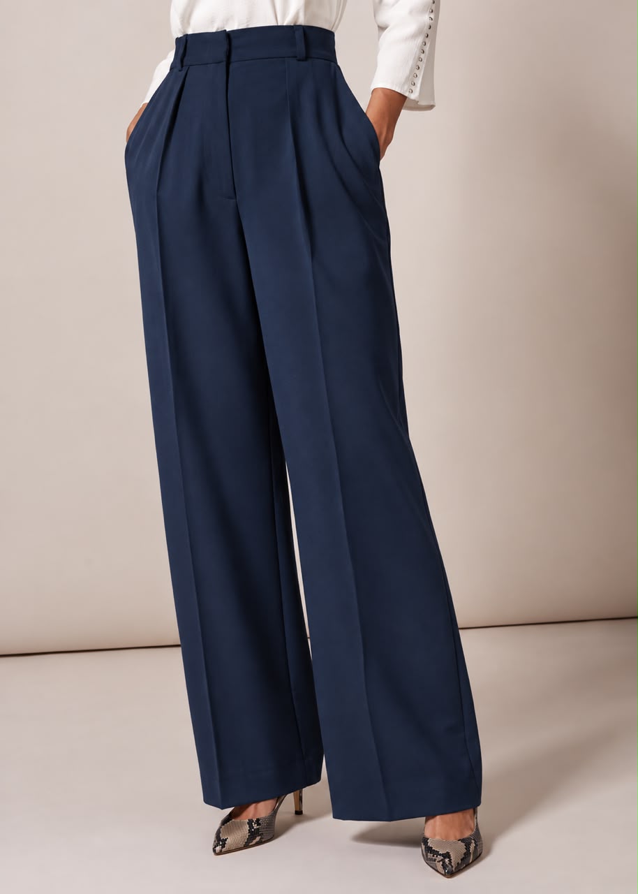 Navy Blue Tailored Trousers for Women
