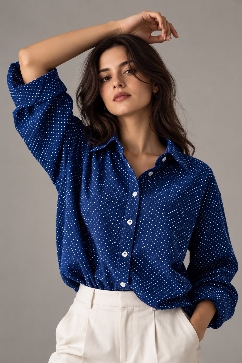 Navy Micro Print Formal Shirt – Elegant Workwear